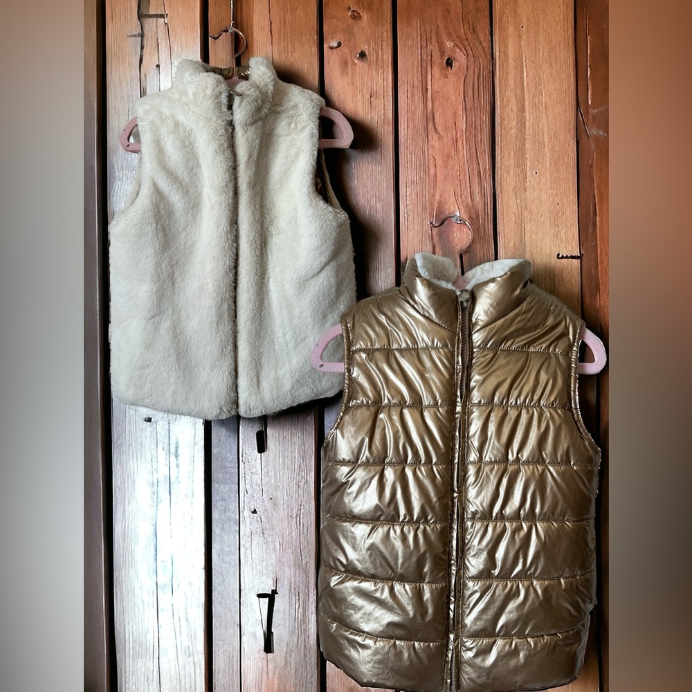 Girls 4T/5T  double sided Gold /beige vest